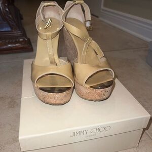 Jimmy Choo Beige Wedge Sandals